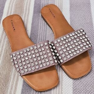 Tahari Pink & Gemstone Slide Sandals Flats